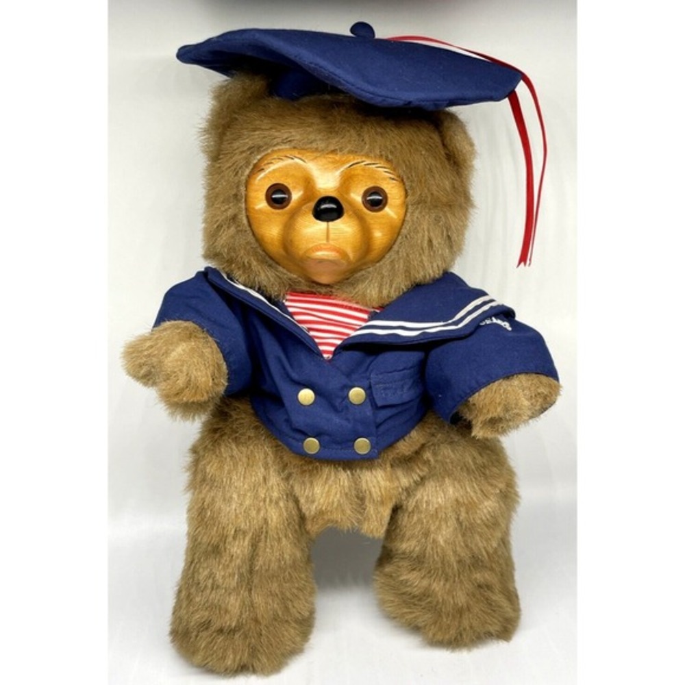 Robert Raikes Christopher #5455 Pouty Sailor Bear 14" Wood Face Signed Vintage